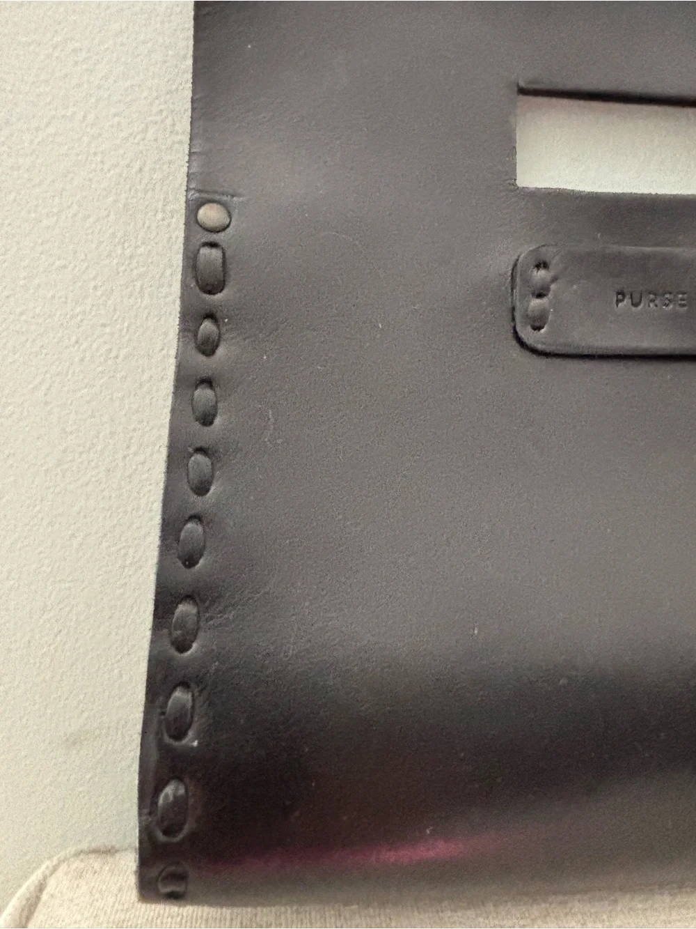 Purse & Clutch Sustainable Black Leather Clutch Cutout Handle Minimalist